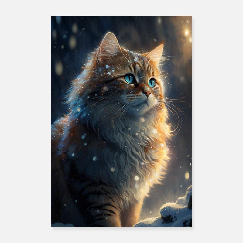 Katze im Schnee Poster 40x60 cm