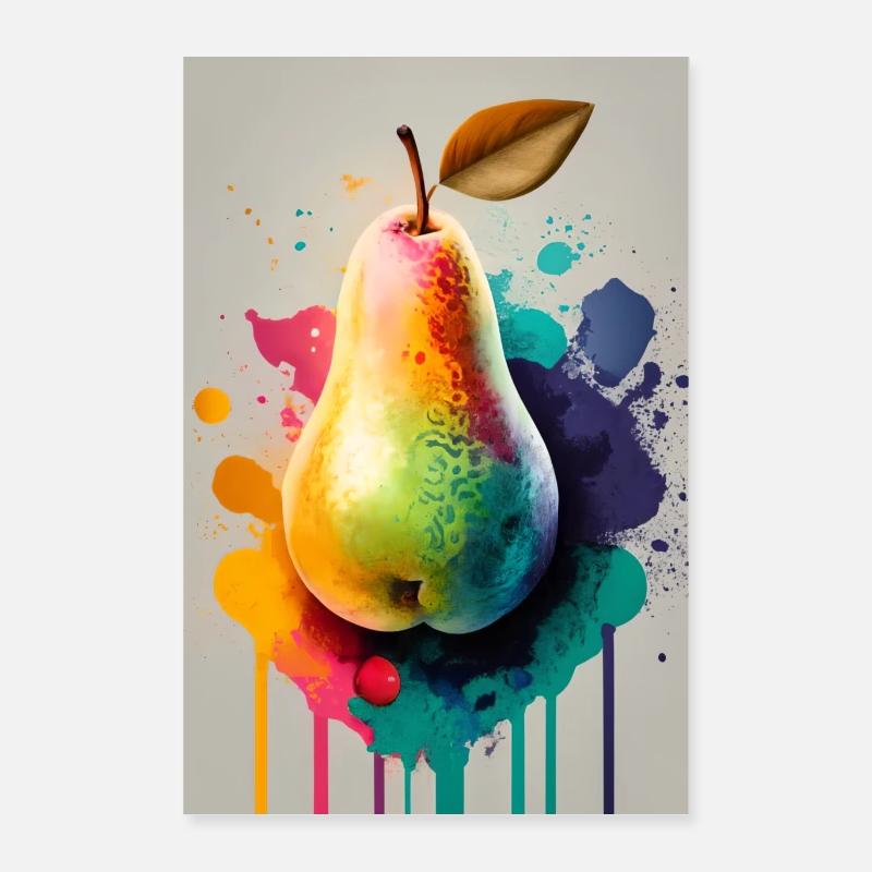 Bunte Birne - Poster 40x60 cm - Weiß