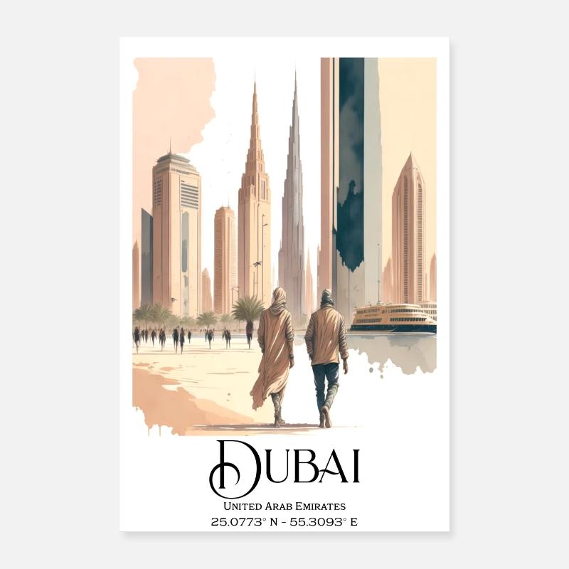 Les gens marchent devant le Burj Khalifa à Dubaï Poster 40 x 60 cm