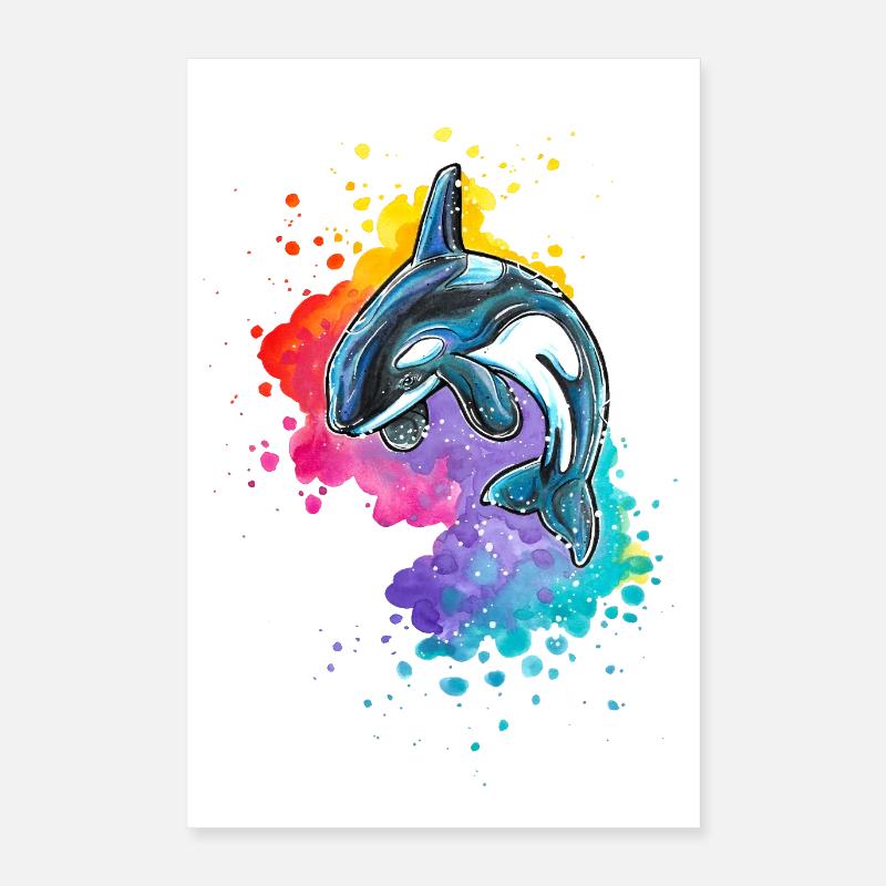 Orque dans Watercolor Wave Poster 40 x 60 cm