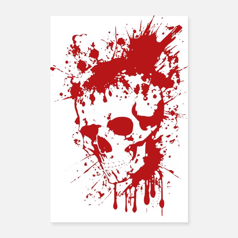 Splatter Skull Bloody Poster 16" x 24" (40x60 cm)