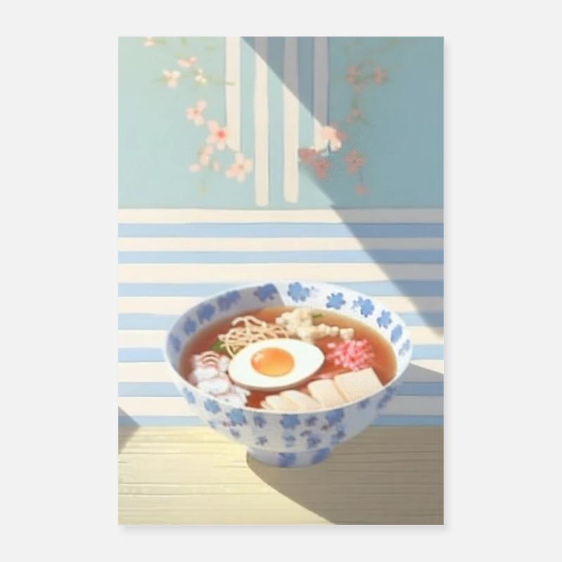 Ramen Illustration - Poster 40x60 cm - Weiß