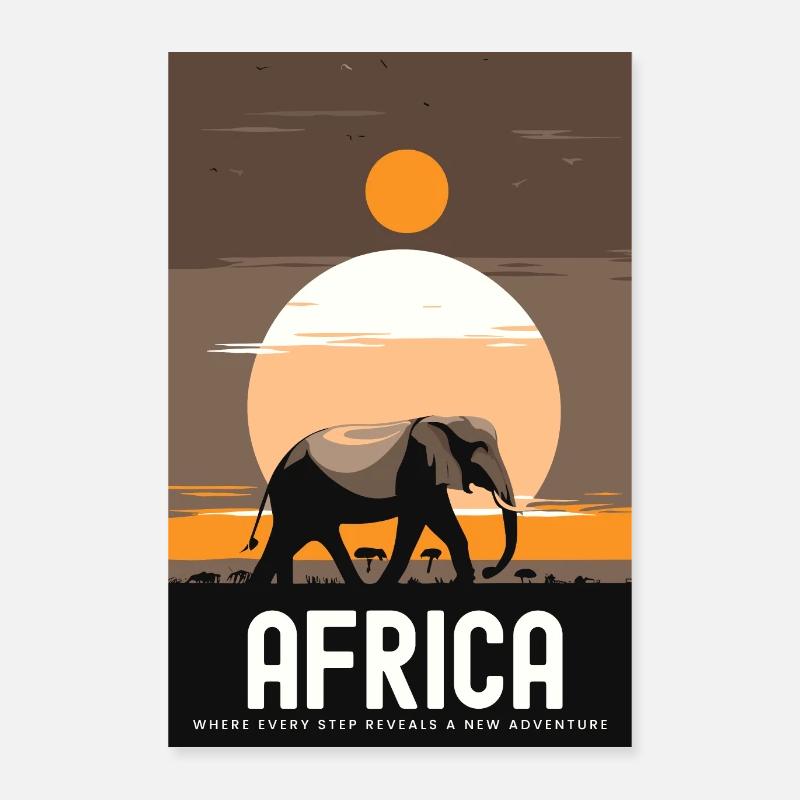 L’Afrique où chaque pas révèle une nouvelle aventure - Poster 40 x 60 cm - blanc