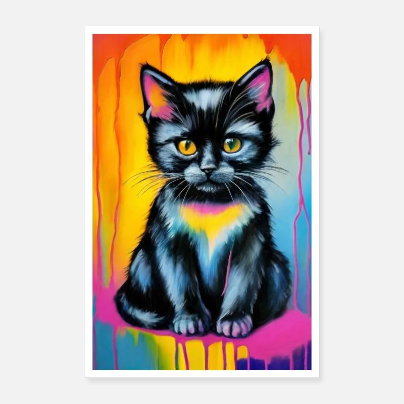 Cute Cat Pop Art Modern Art Poster 16" x 24" (40x60 cm)