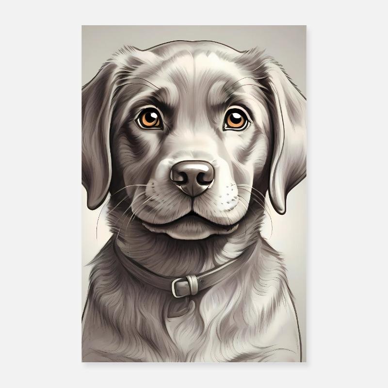 Brauner Labrador - Portrait Poster - Poster 40x60 cm - Weiß