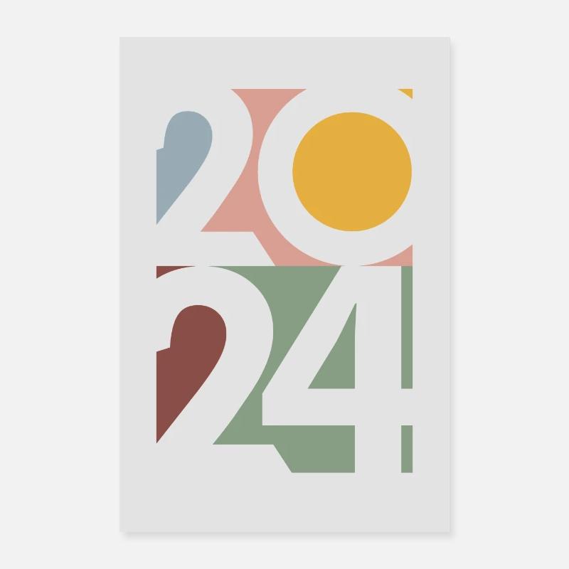 2024 dans un style rétro moderne Poster 40 x 60 cm
