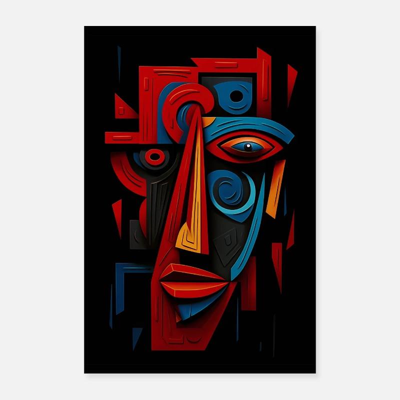 Cubism Face - Poster 16" x 24" (40x60 cm) - white