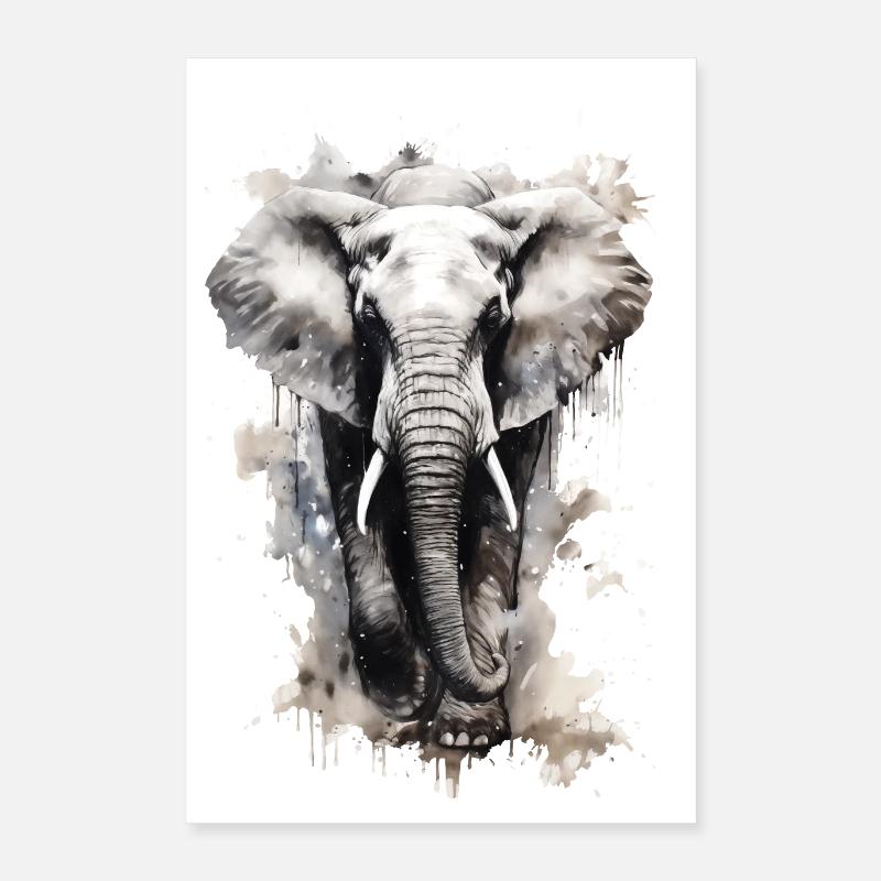 Watercolor Splash elephant Poster 40x60 cm