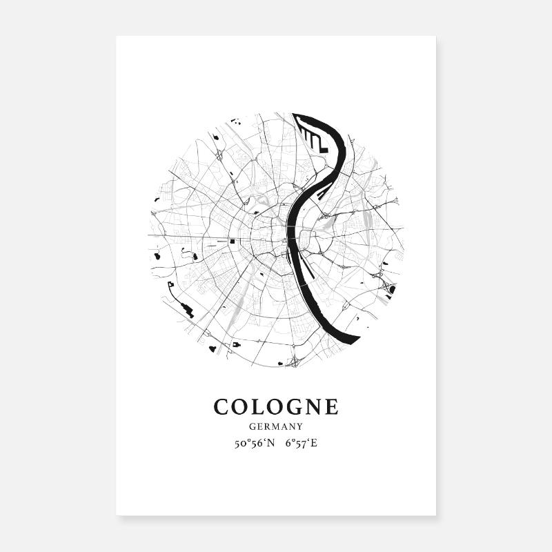 Plan minimaliste de la ville de Cologne Poster 40 x 60 cm