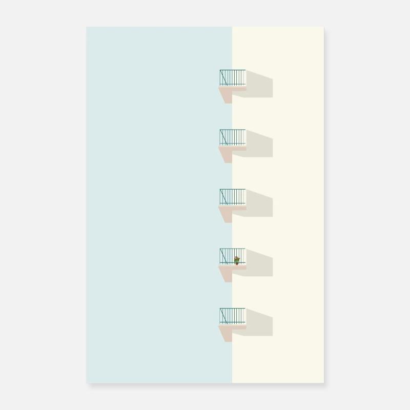 Plante sur balcon Poster 40 x 60 cm