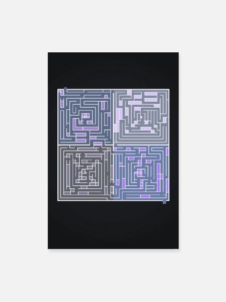 Labyrinth 2 - Poster 40x60 cm - Weiß