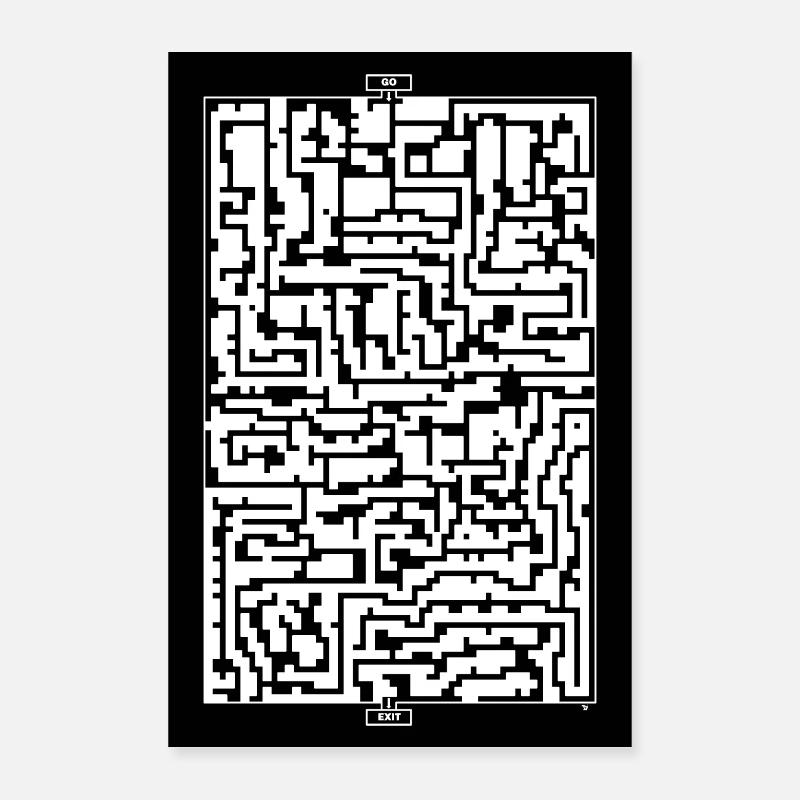 Laby Brick (monochrome blanc) Poster 40 x 60 cm