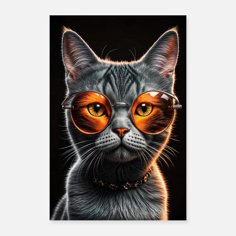 Katze mit einer stylischen Sonnenbrille Poster 40x60 cm