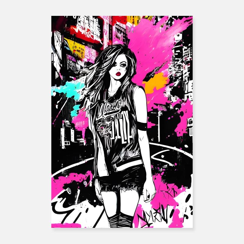 Art audacieux de la mode de rue - Poster 40 x 60 cm - blanc