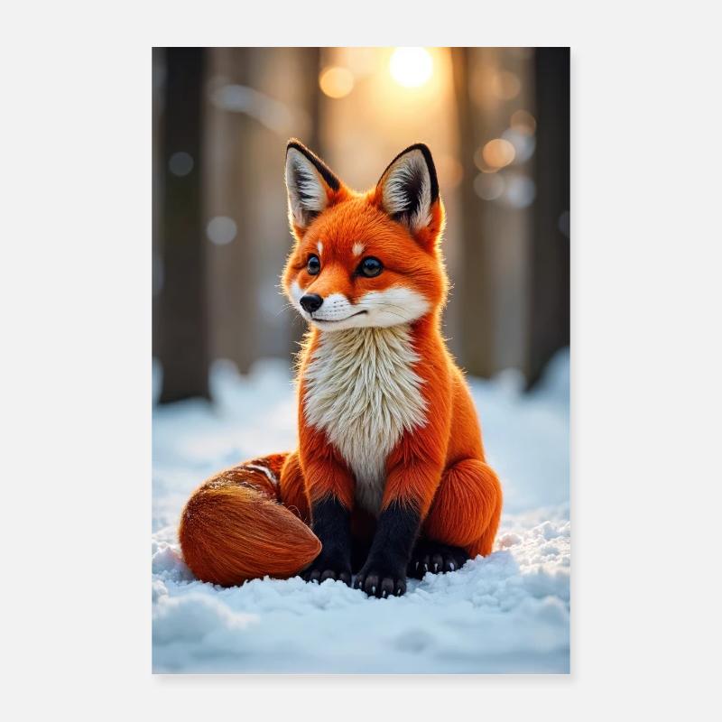 Märchenfuchs im Winterwald Poster 40x60 cm