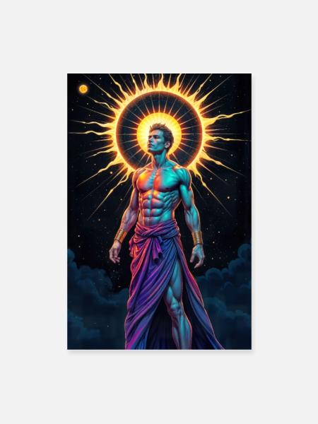 Der Sonnengott - Poster 40x60 cm - Weiß