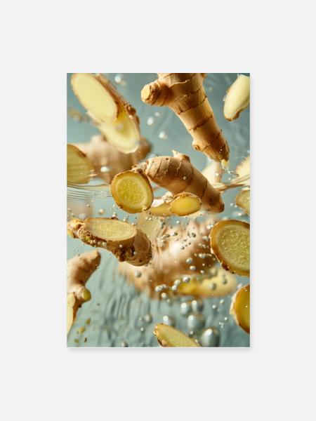 Ingwer Wasser - Poster 40x60 cm - Weiß