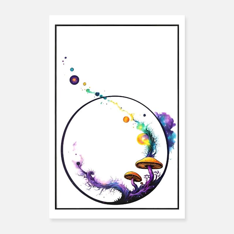 Kosmische Pilze - Poster 40x60 cm - Weiß