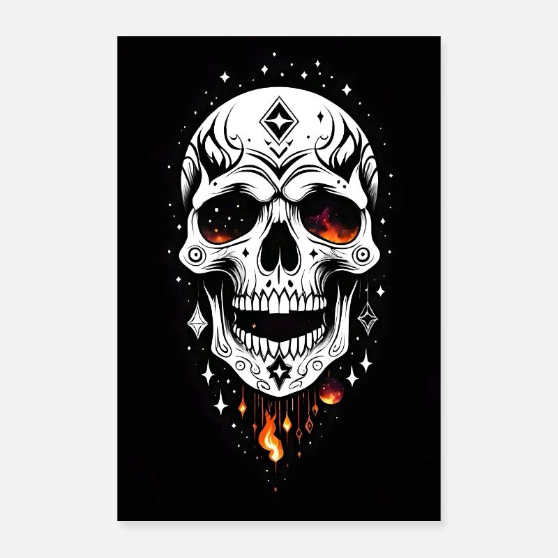 Cosmic fire Skull Poster 16" x 24" (40x60 cm)