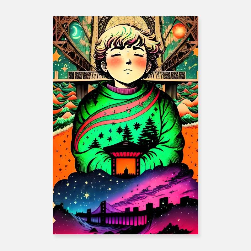 Verträumtes Stadtbild Spacekid Poster 40x60 cm