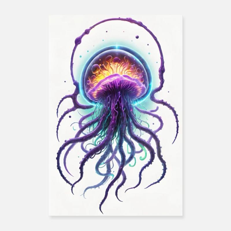 Méduses bioluminescentes Poster 40 x 60 cm