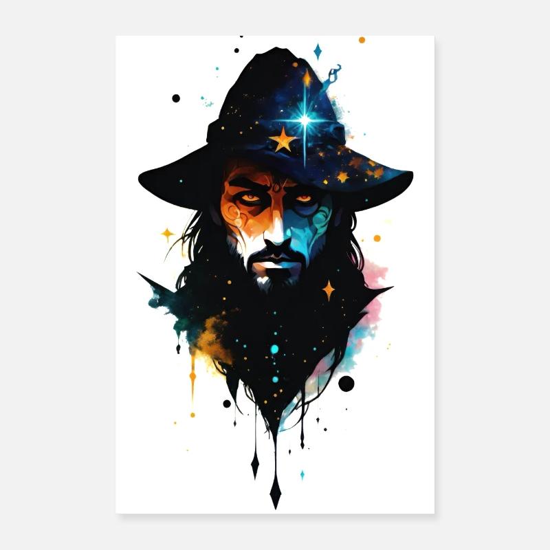 Sternengucker Sorccerer - Poster 40x60 cm - Weiß