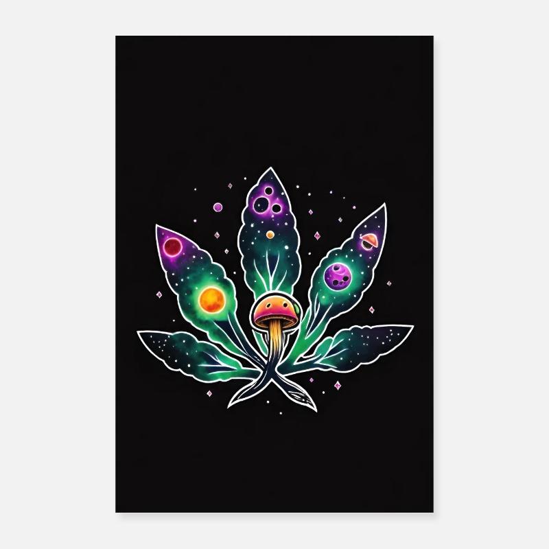 Feuille de Cannabis Cosmique Poster 40 x 60 cm