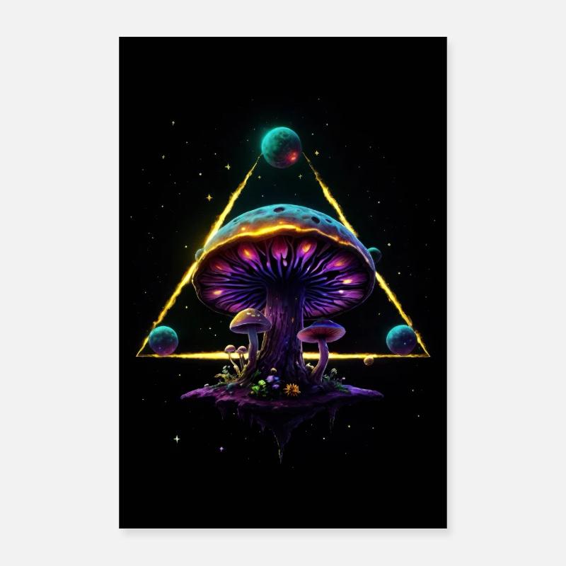 Champignon intergalactique - Poster 40 x 60 cm - blanc