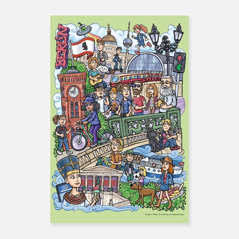 Berlin Wimmelbild - Comicstyle Poster 40x60 cm