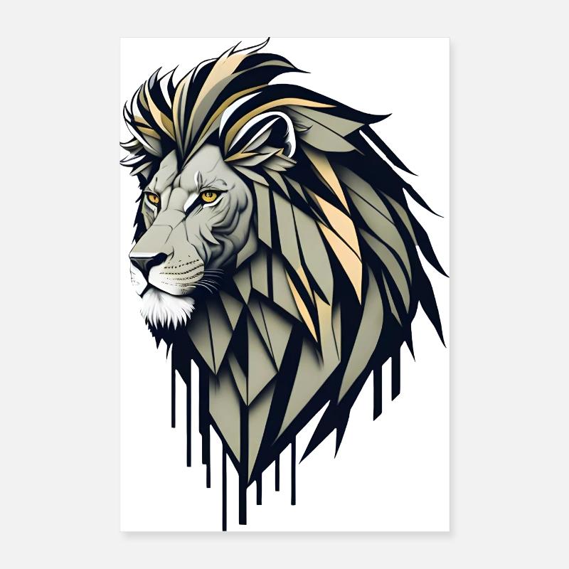 Geometric Lion Head Poster 16" x 24" (40x60 cm)