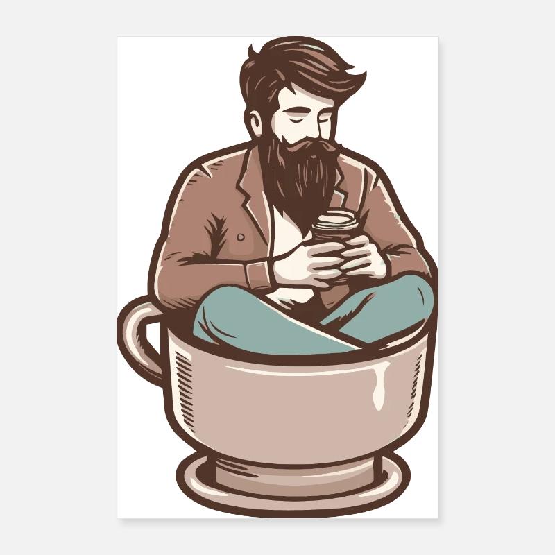 hipster sitzt in einer kaffeetasse kaffeeliebhaber Poster 40x60 cm
