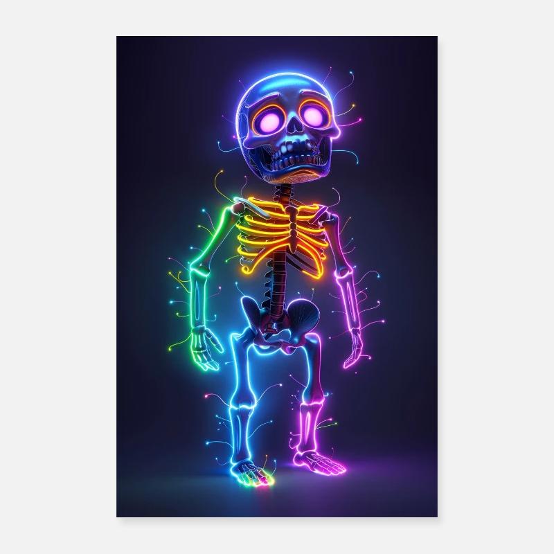 Neon Skelett | AI Poster 40x60 cm