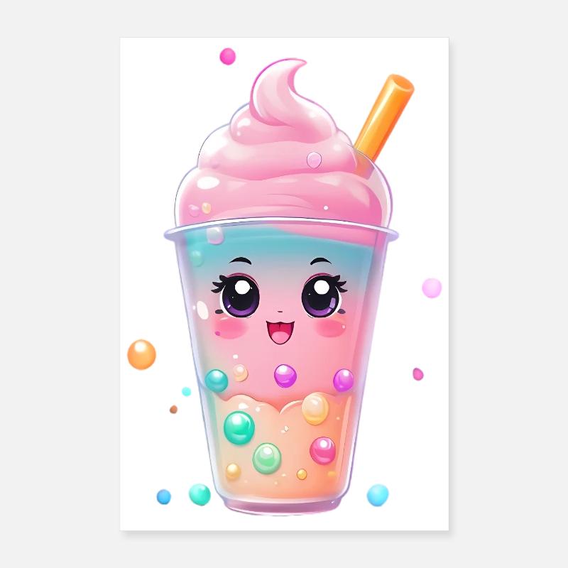 Mug à thé à bulles kawaii Pastel Poster 40 x 60 cm