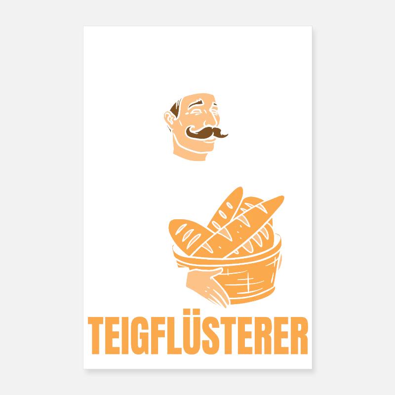 Bäcker Brotkorb Bäckermütze Teigflüsterer Poster 40x60 cm