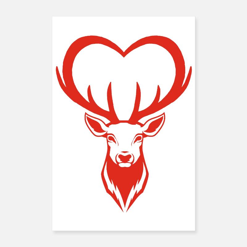 Red Deer Heart Poster 16" x 24" (40x60 cm)