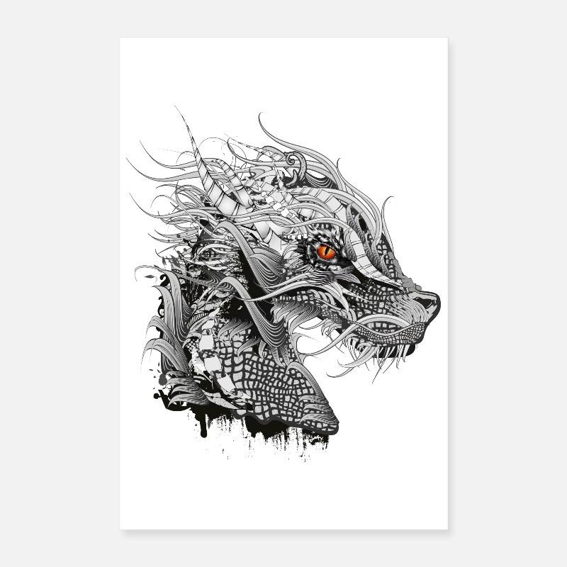 artfully designed mystical dragon head Poster 16" x 24" (40x60 cm)