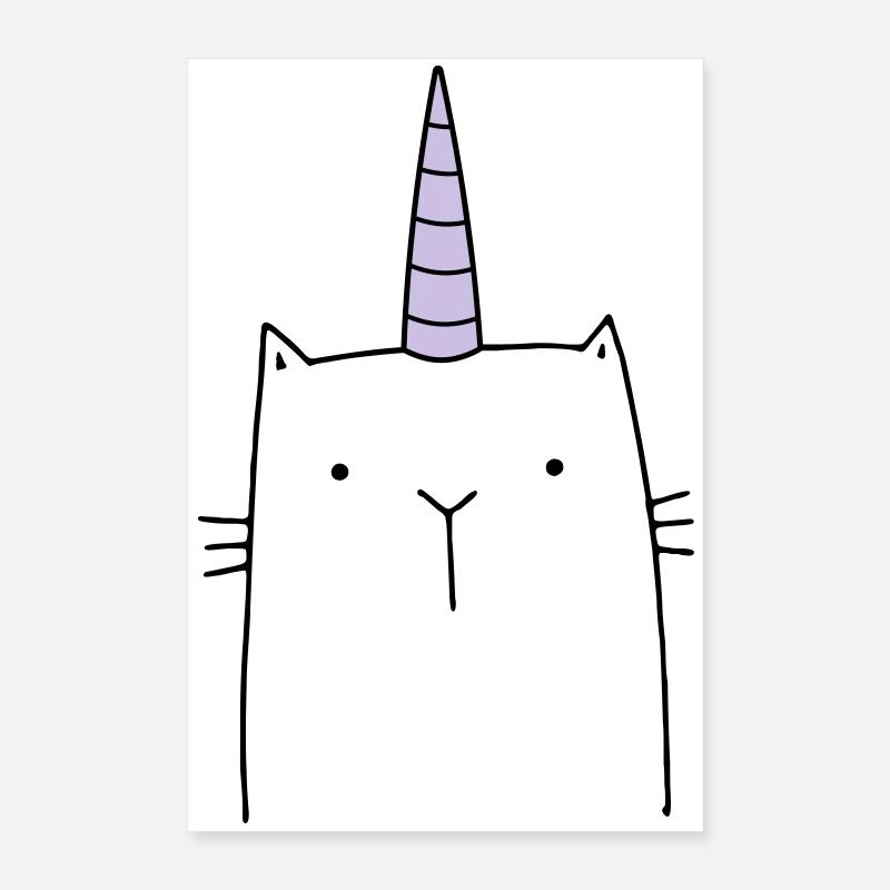 Cadeau mignon chat licorne Poster 40 x 60 cm