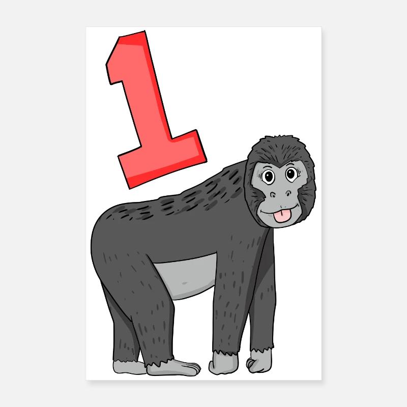 Numéro 1 Numéro Un - Motif Singe Poster 40 x 60 cm