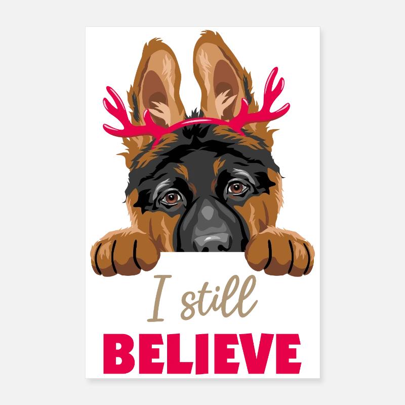 Chien chiot berger allemand avec des cornes Poster 40 x 60 cm