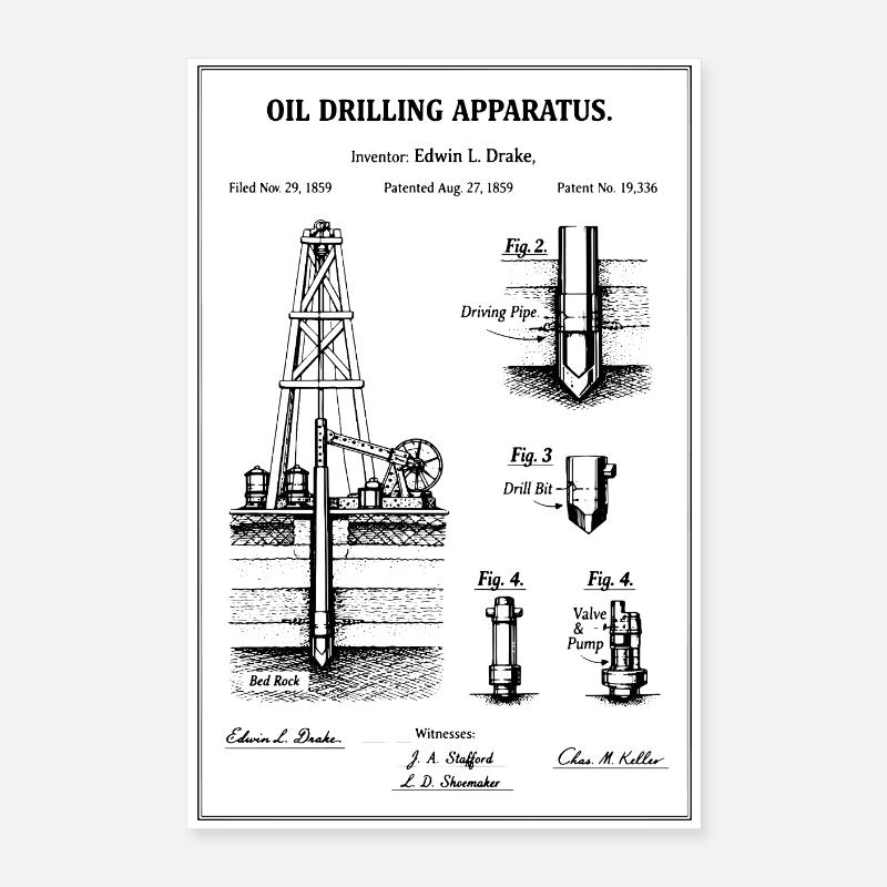 oil drilling blueprint Poster 16" x 24" (40x60 cm)