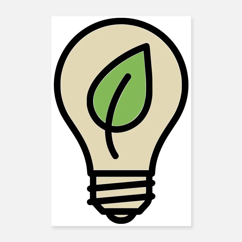 Idée de l’éco de feuilles d’ampoule Poster 40 x 60 cm