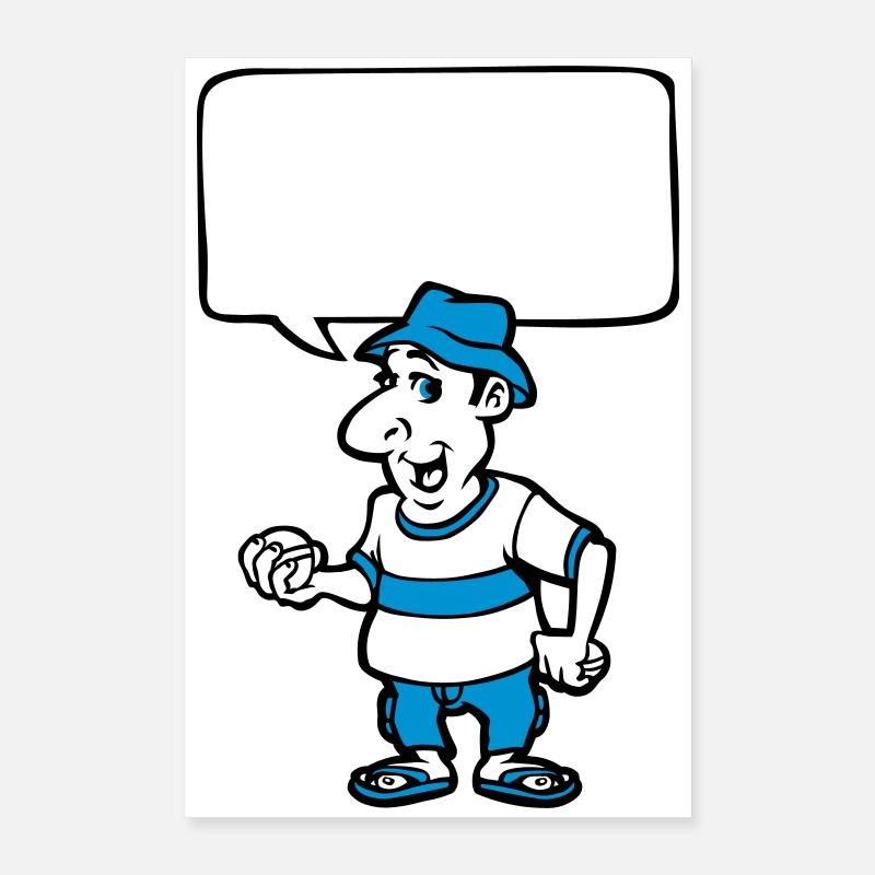 Pétanque et bulle de BD Poster 40 x 60 cm