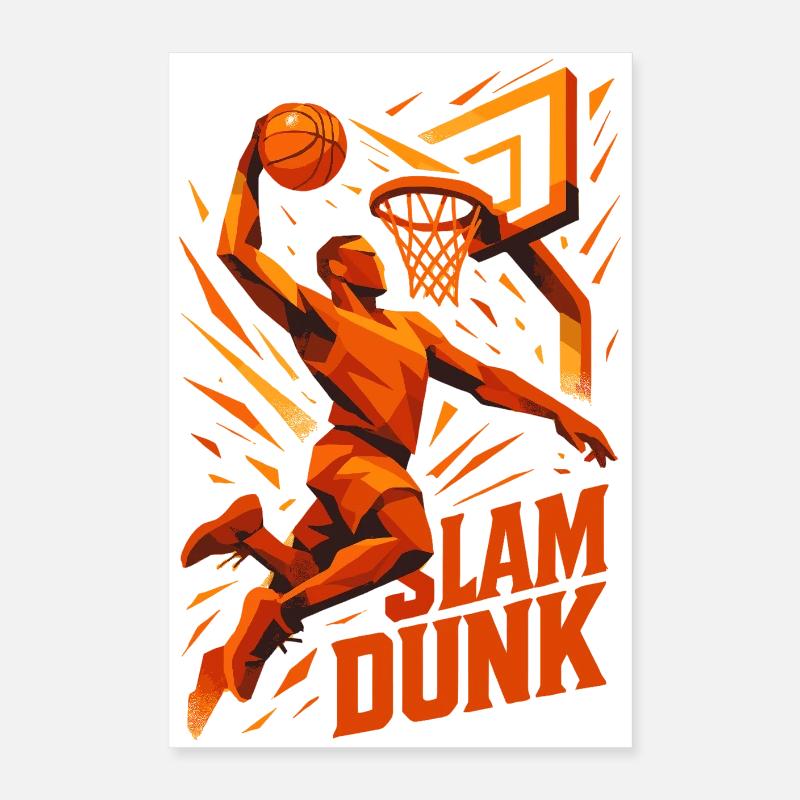 Basketball Slam Dunk Throw Player Dunking Gift Poster 16" x 24" (40x60 cm)