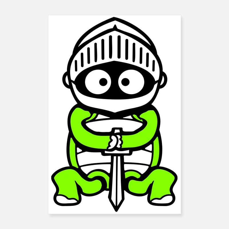 Turtle Knight Épée Fighter Armure Casque Poster 40 x 60 cm