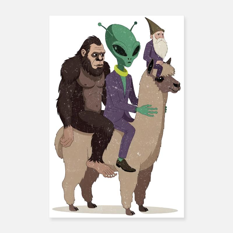 Außerirdischer Gentleman auf Kamel Poster 40x60 cm