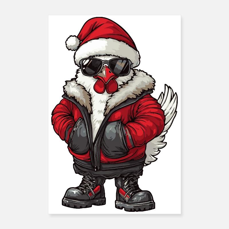 Poulet Noël Hiver Poster 40 x 60 cm