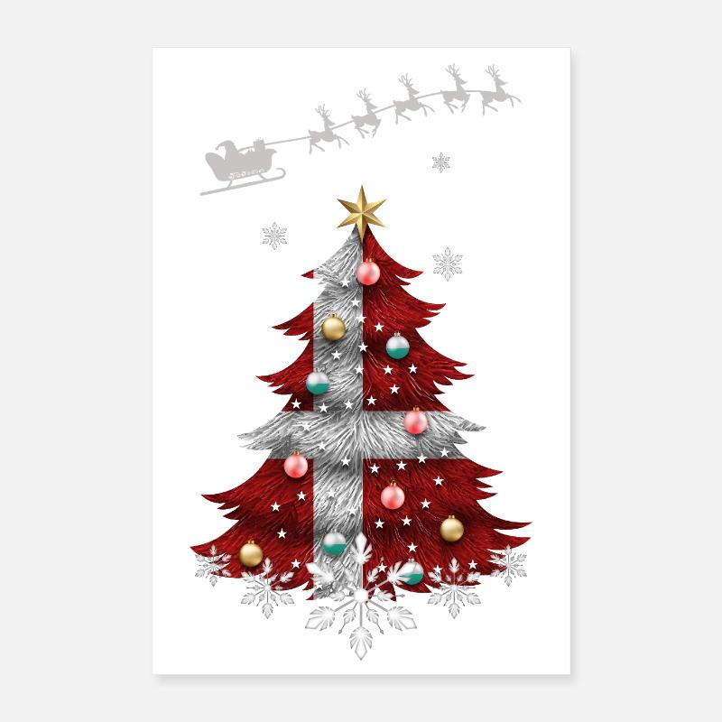 Christmas tree with Denmark flag Poster 16" x 24" (40x60 cm)