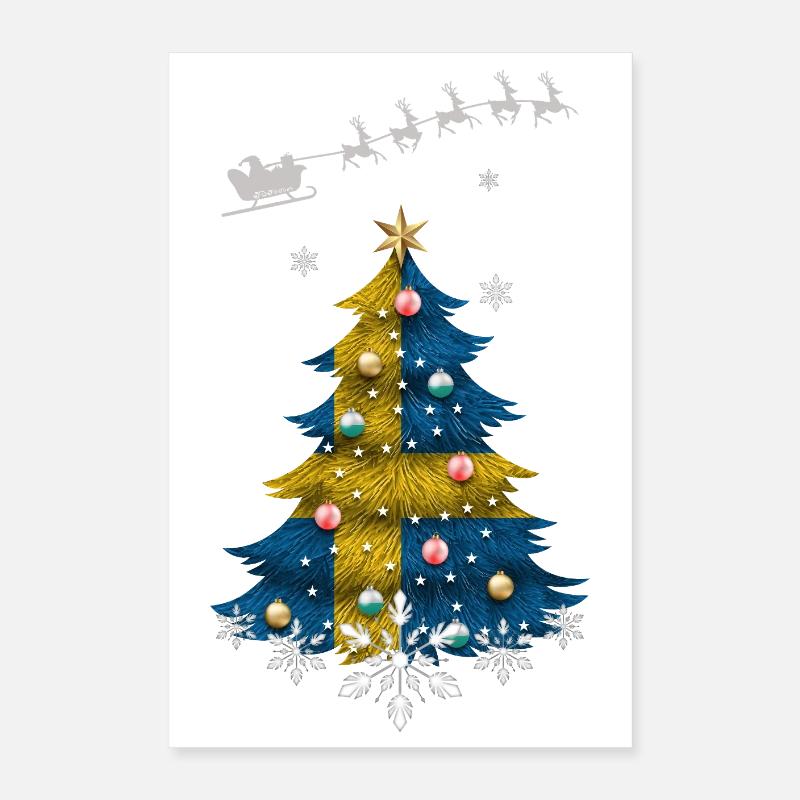 Weihnachtsbaum mit Schweden-Flagge Poster 40x60 cm