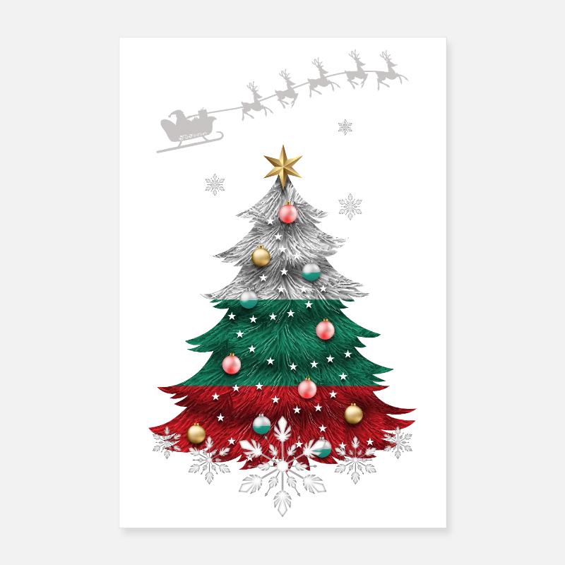 Sapin de Noël avec drapeau bulgare Poster 40 x 60 cm