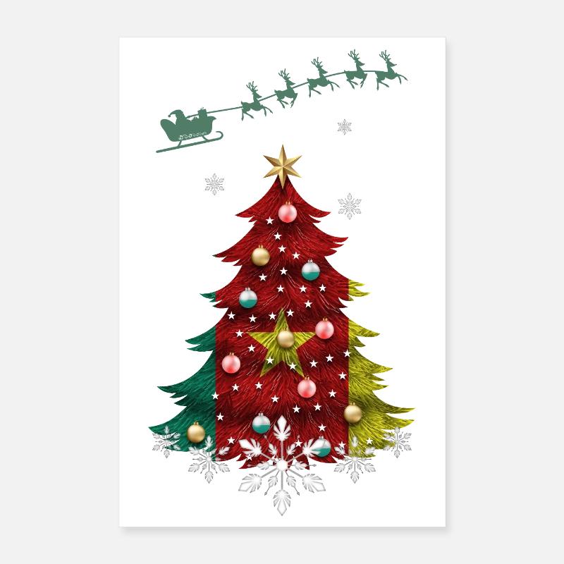Christmas tree with Cameroon flag Poster 16" x 24" (40x60 cm)